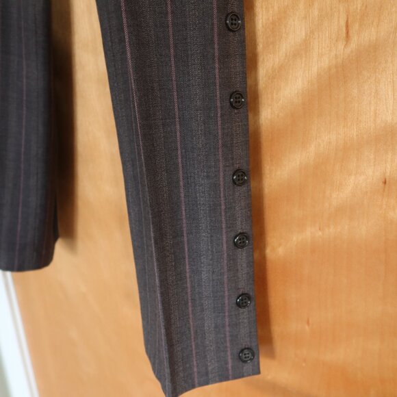 Shin Choi grey with pink pinstripes dress pants size 2 side buttons so cute! - Picture 4 of 13